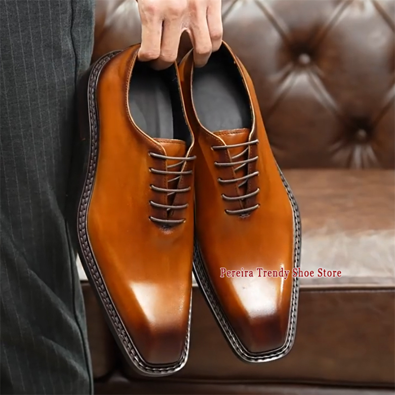Men'S Grooming Oxford - 남성 비즈니스 정장 구두 스퀘어 토