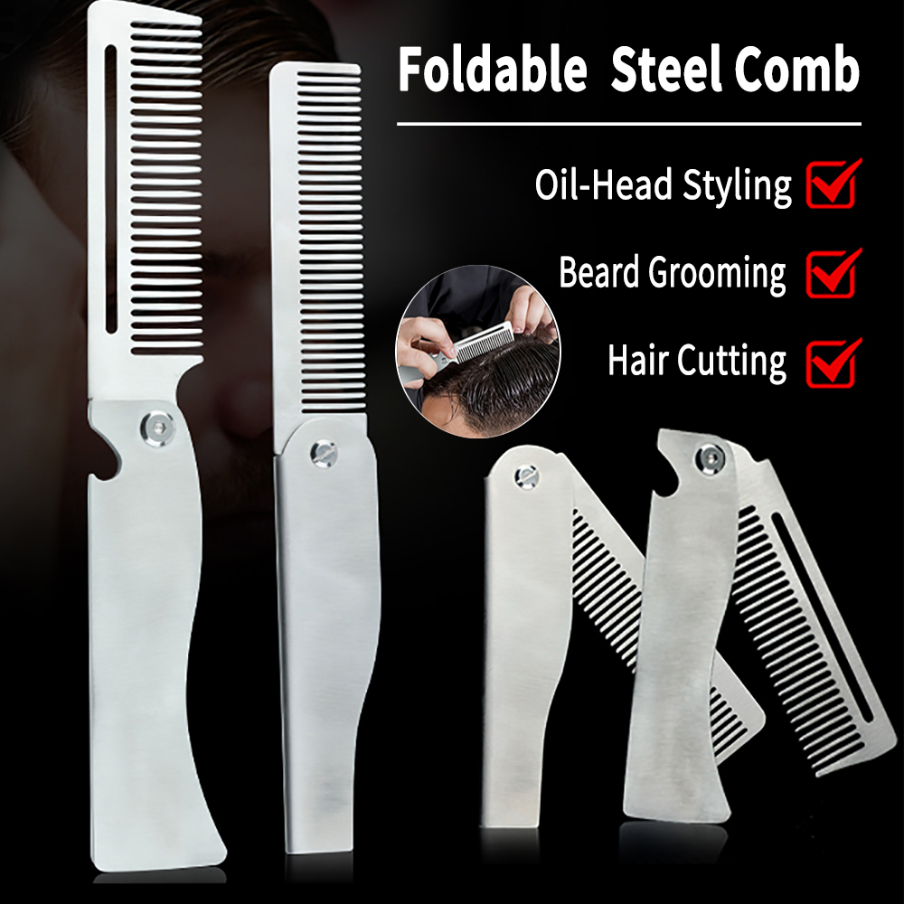 Men'S Beard Grooming - 새로운 타입 1/2개 휴대용 스틸 빗