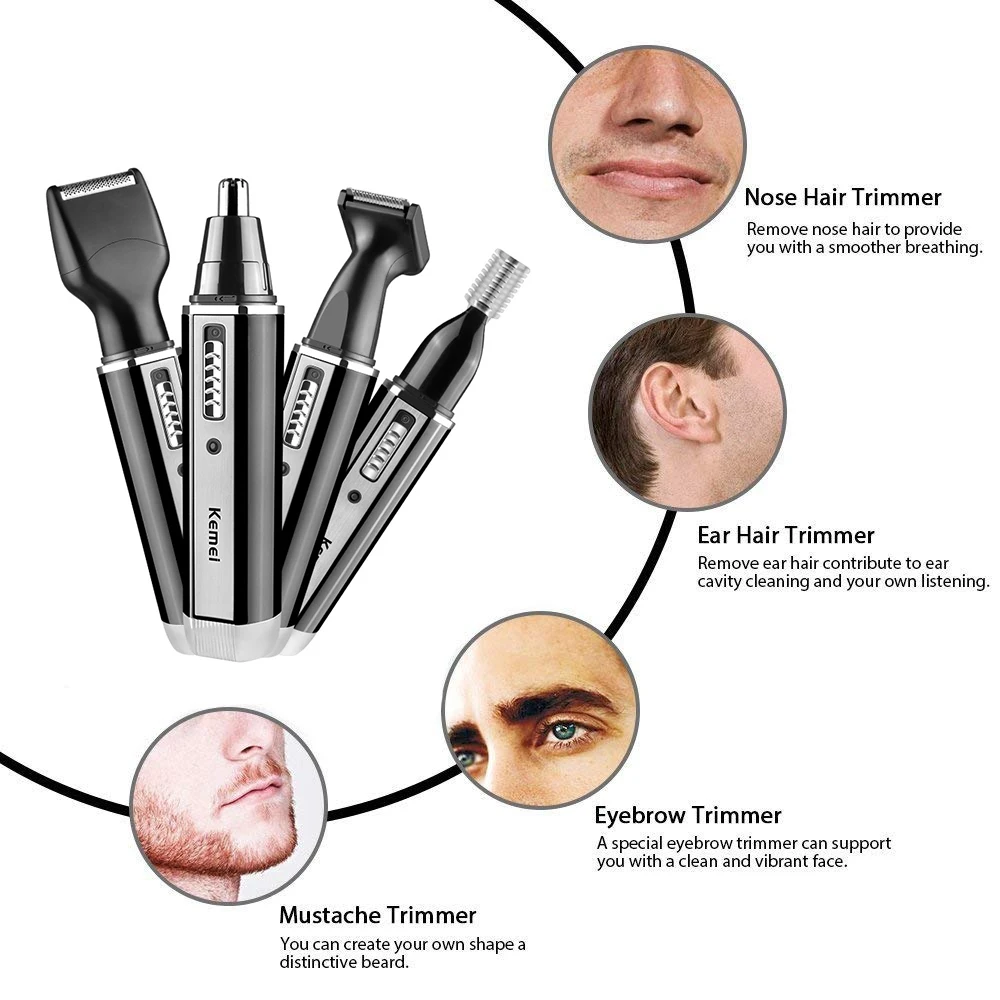 남성용 Kemei 4 in 1 트리머 전기 코 및 귀  - Men'S Grooming Nose And Ear 리뷰 및 가격