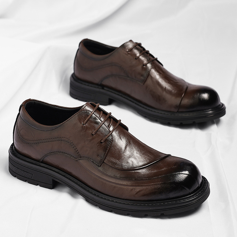 브라운 광택 가죽 레이스업 청키 솔 정장 비즈니스 오피 - Men'S Grooming Oxford 리뷰 및 가격