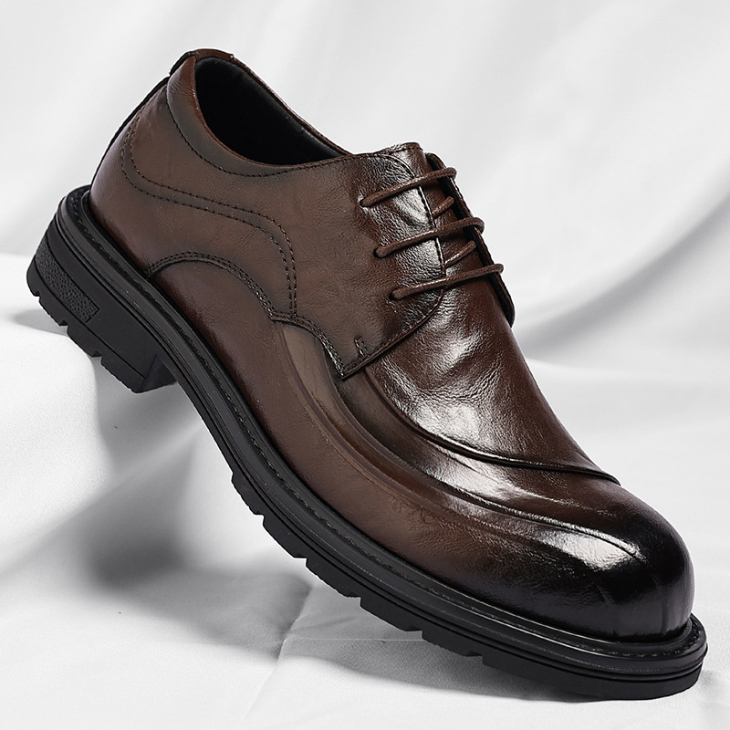 브라운 광택 가죽 레이스업 청키 솔 정장 비즈니스 오피 - Men'S Grooming Oxford 리뷰 및 가격